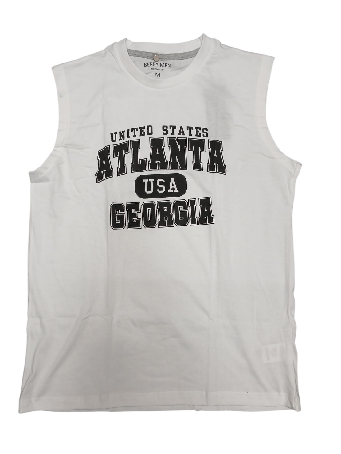 חולצה ללא שרוול 100% כותנה M-XXL גבר (לבן)