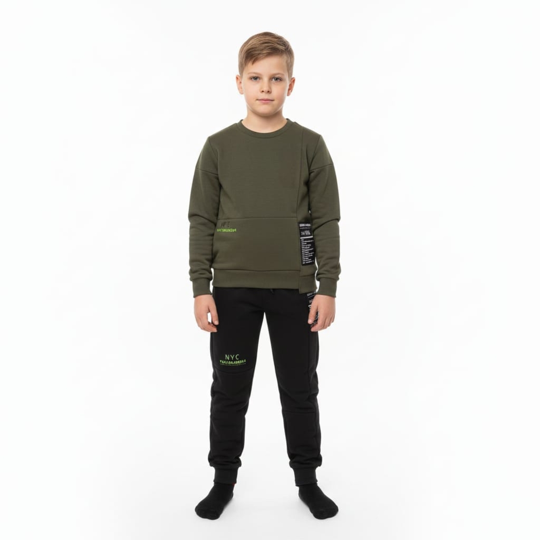 חליפה פוטר מדוגמת BK בנים 10-18 (שחור/כחול/ירוק)