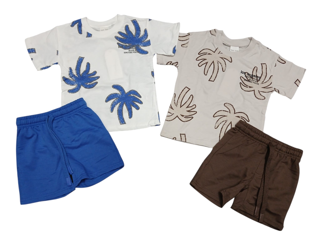 חליפה קיץ מדוגמת 2-10 בנים (כחול/חום)