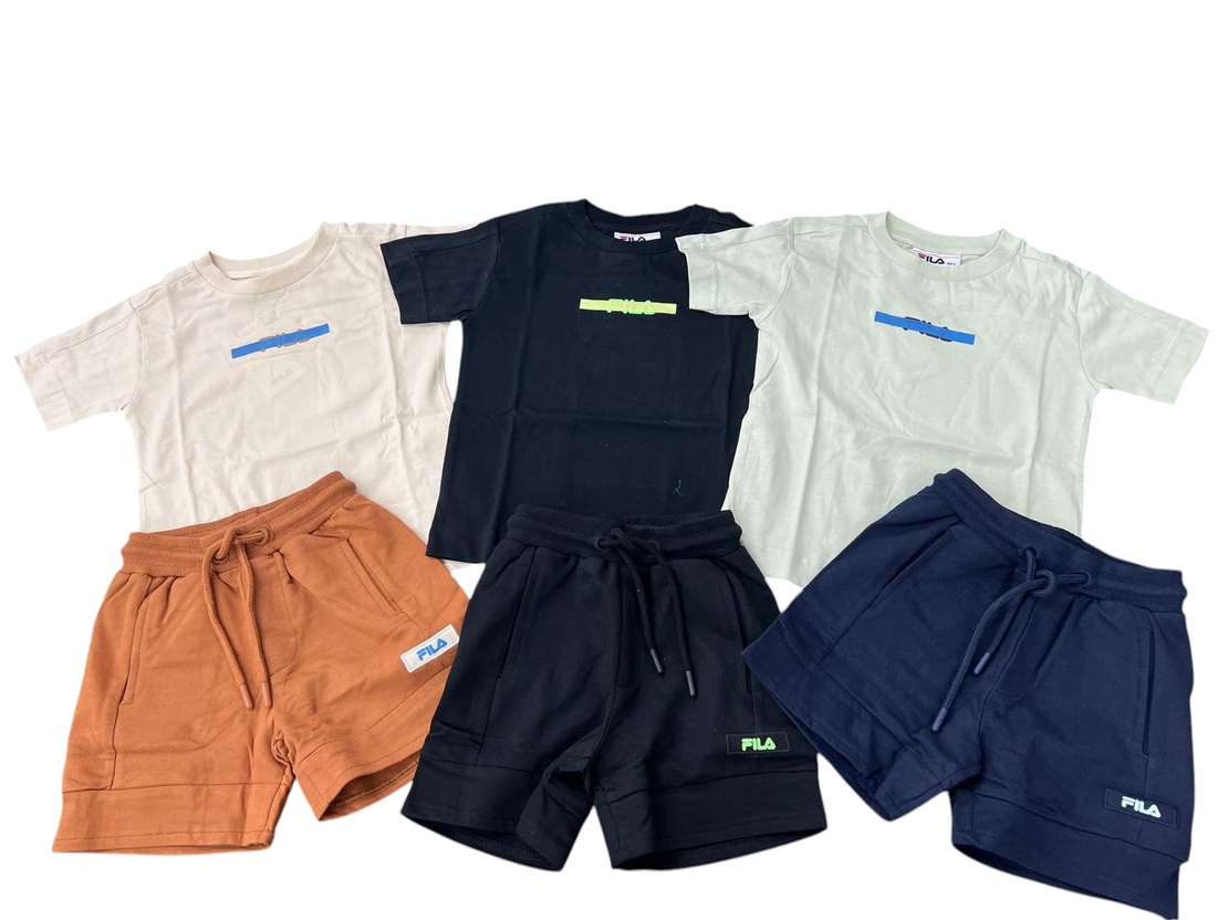 חליפה קיץ FILA מדוגמת 2-10 בנים (אופוויט/שחור/מנטה)