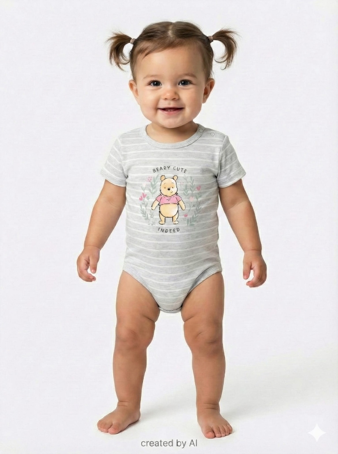 בגד גוף DELTA קיץ 3-24M תינוקות בנות פו הדב אפור