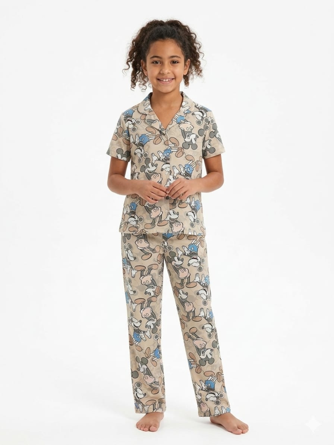 פיג'מה DELTA שרוול קצר מכנס ארוך מכופתרת 12-18 בנות מיקי מאוס