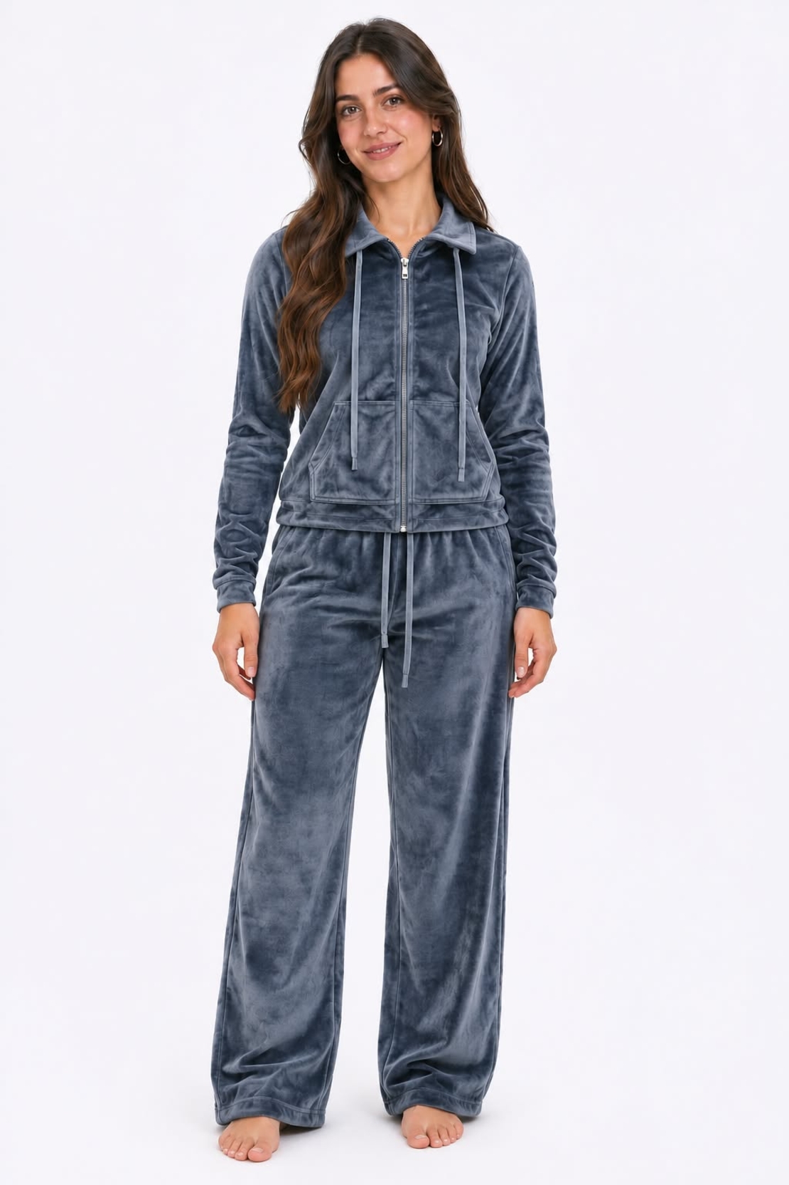 חליפה פיג'מה קטיפה INTIMA נשים S-XXL אפור