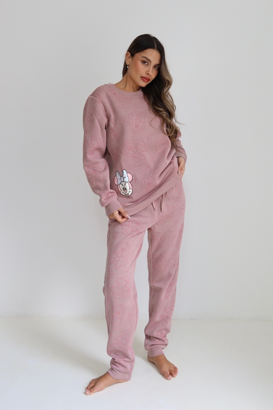 פיג'מה פוטר DELTA נשים מידות גדולות XXL מיני מאוס סגול עתיק