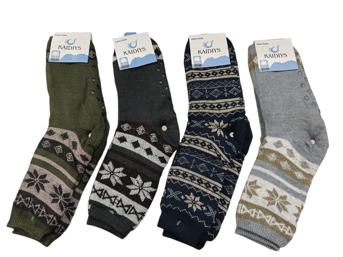 זוג גרבי נעלי בית פרווה עם מניעת החלקה (42-45) גבר