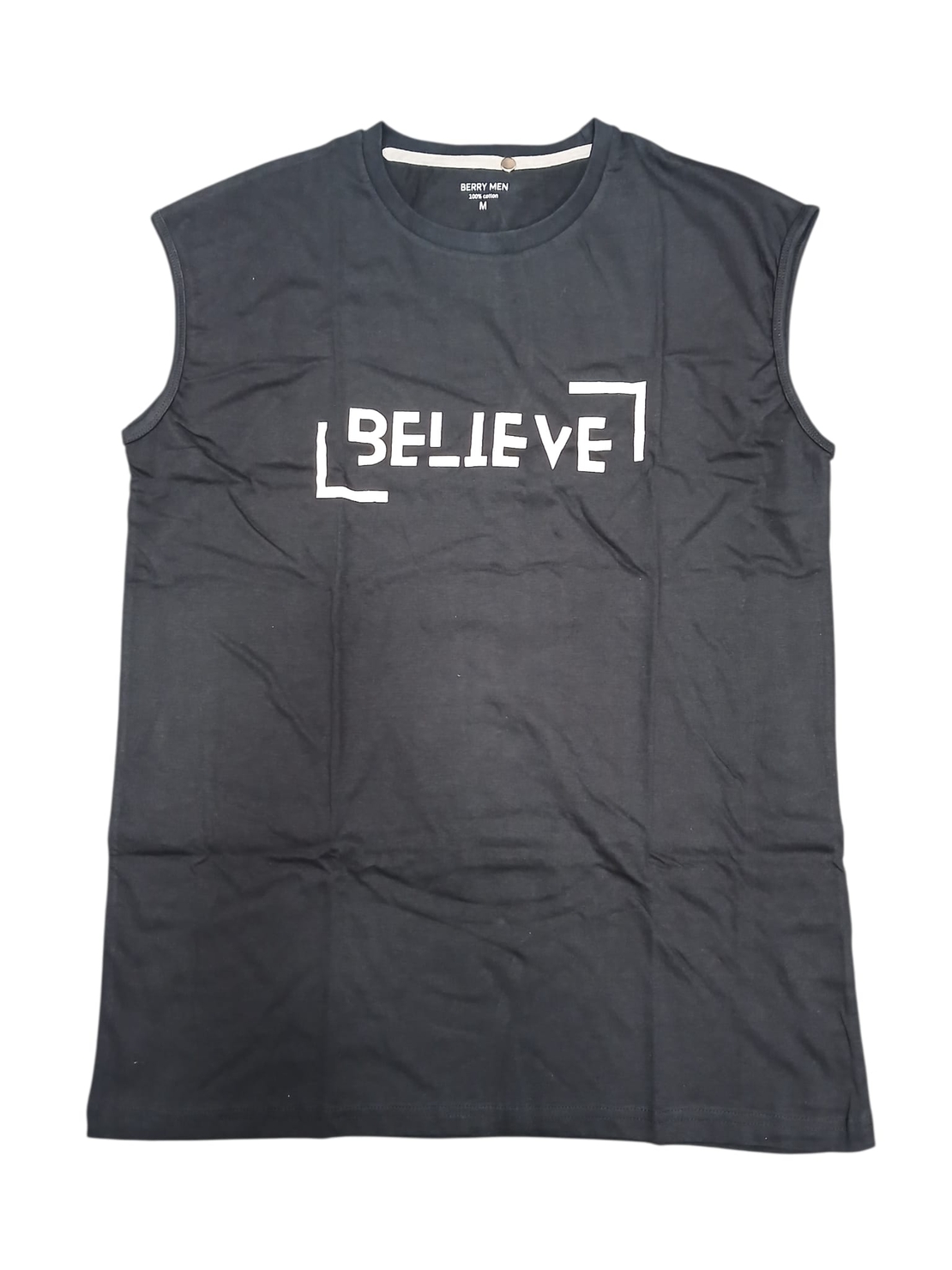 חולצה ללא שרוול 100% כותנה M-XXL גבר (שחור)