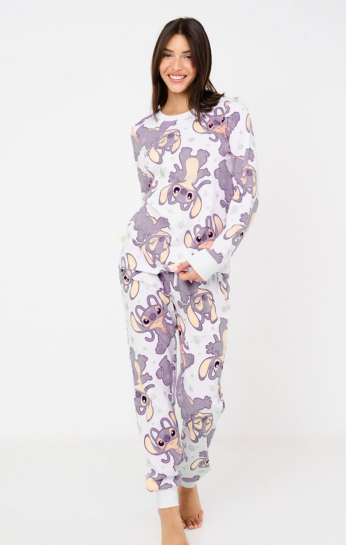 פיג'מה מעבר INTIMA נשים S-XL סטיץ' לבן