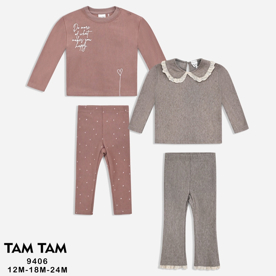 חליפה פוטר מדוגמת צווארון 12-24M תינוקות בנות (ורוד עתיק/אופוויט)