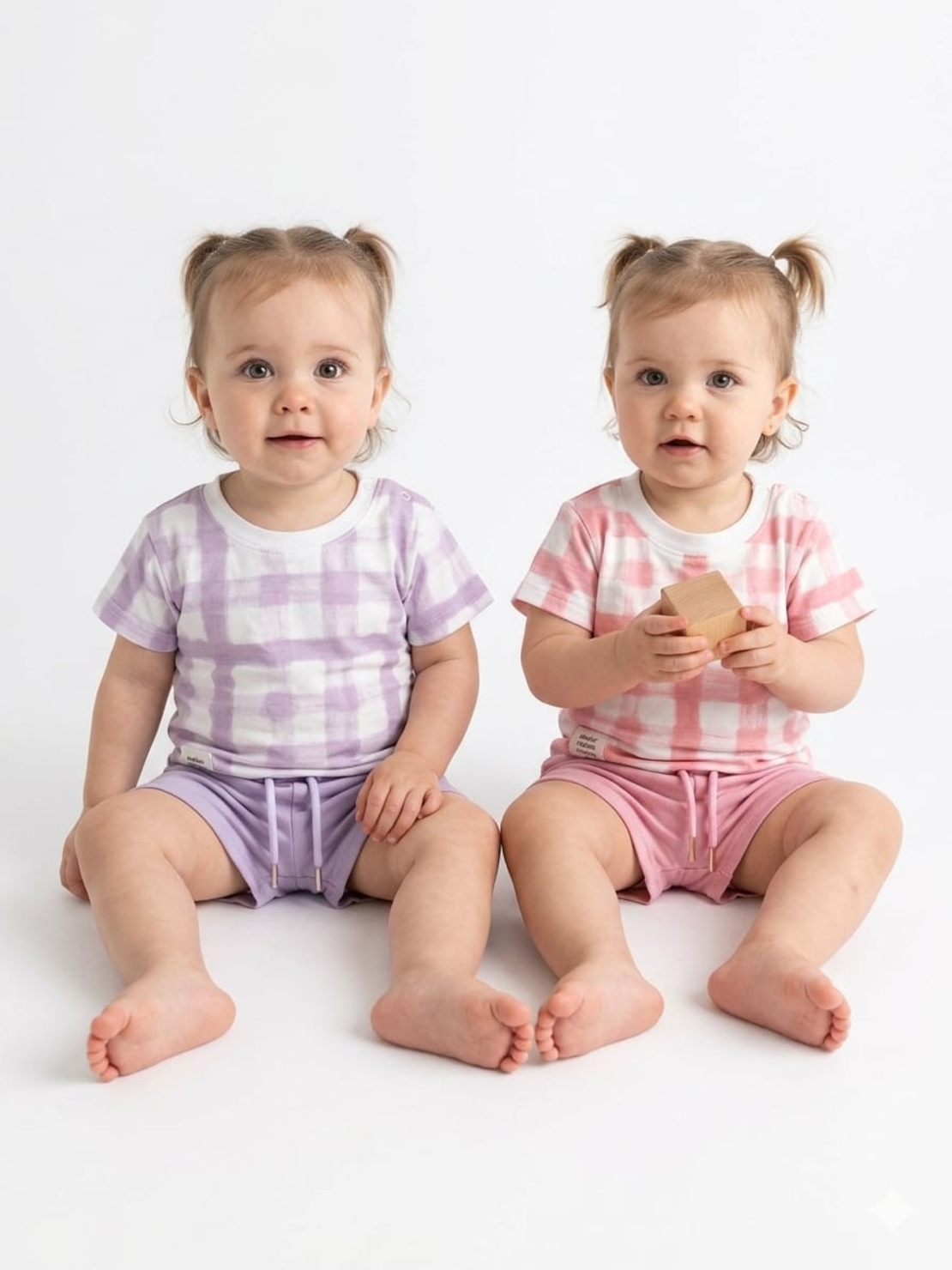 חליפה קיץ מדוגמת 12-24M תינוקות בנות (סגול/ורוד)