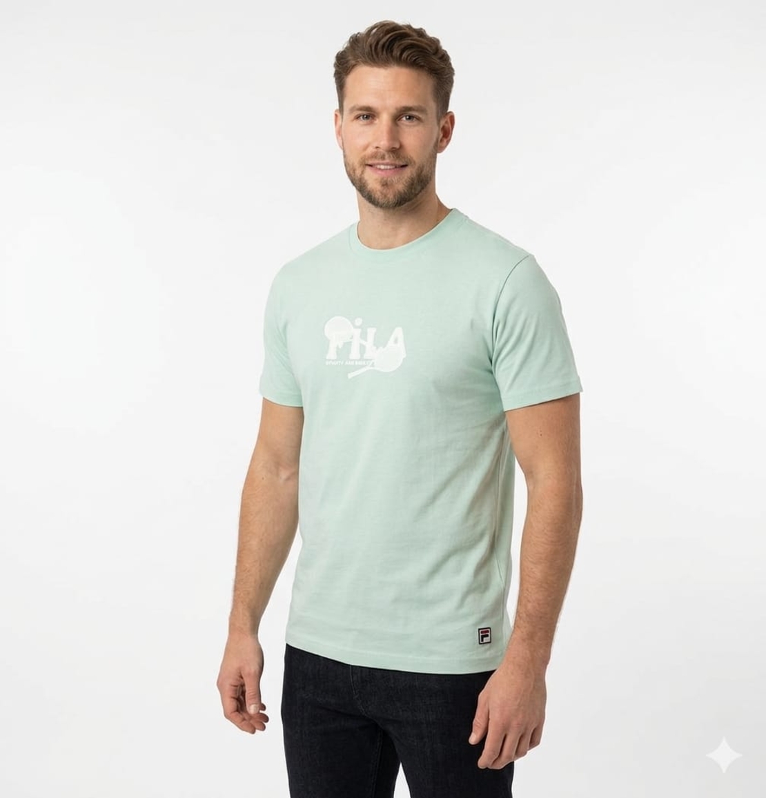 חולצה טריקו FILA מדוגמת S-XXL גבר (שחור/שמנת/כחול/מנטה)
