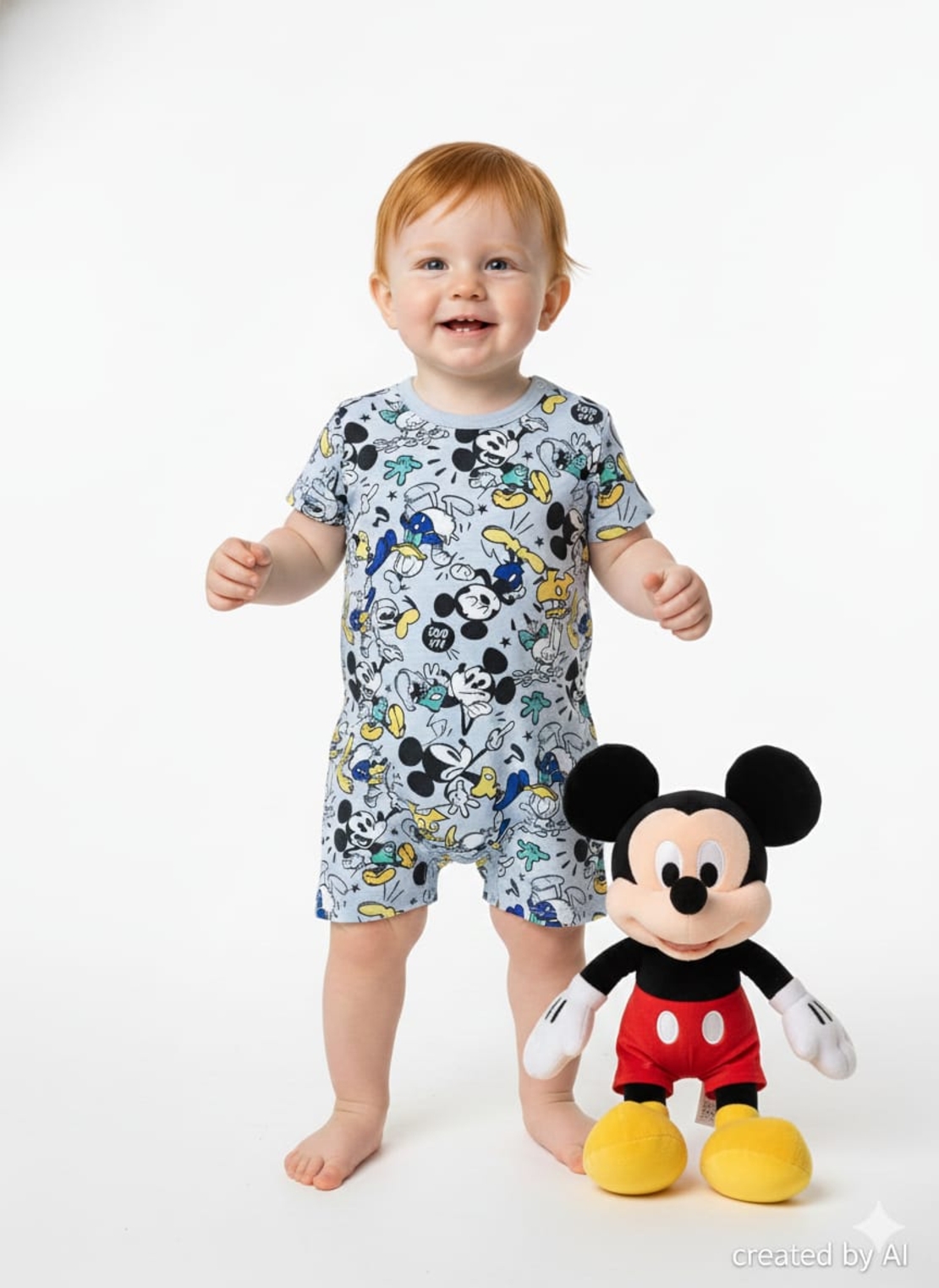 אוברול DELTA קיץ 3-24M תינוקות בנים מיקי מאוס אפור