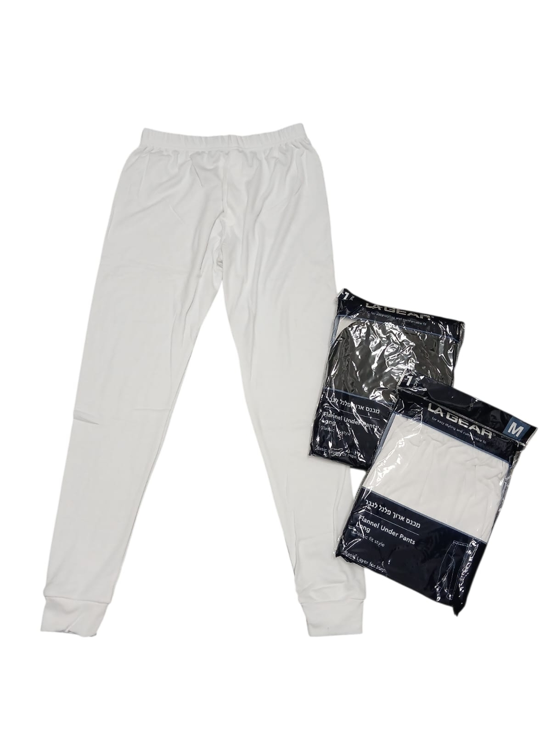 מכנס גטקס פלנל גבר S-XXL (לבן/שחור)