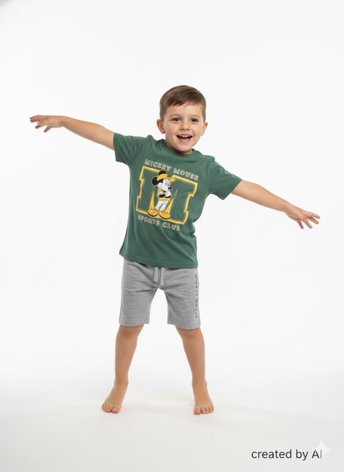 חליפה DELTA קיץ 2-8 בנים מיקי מאוס ירוק