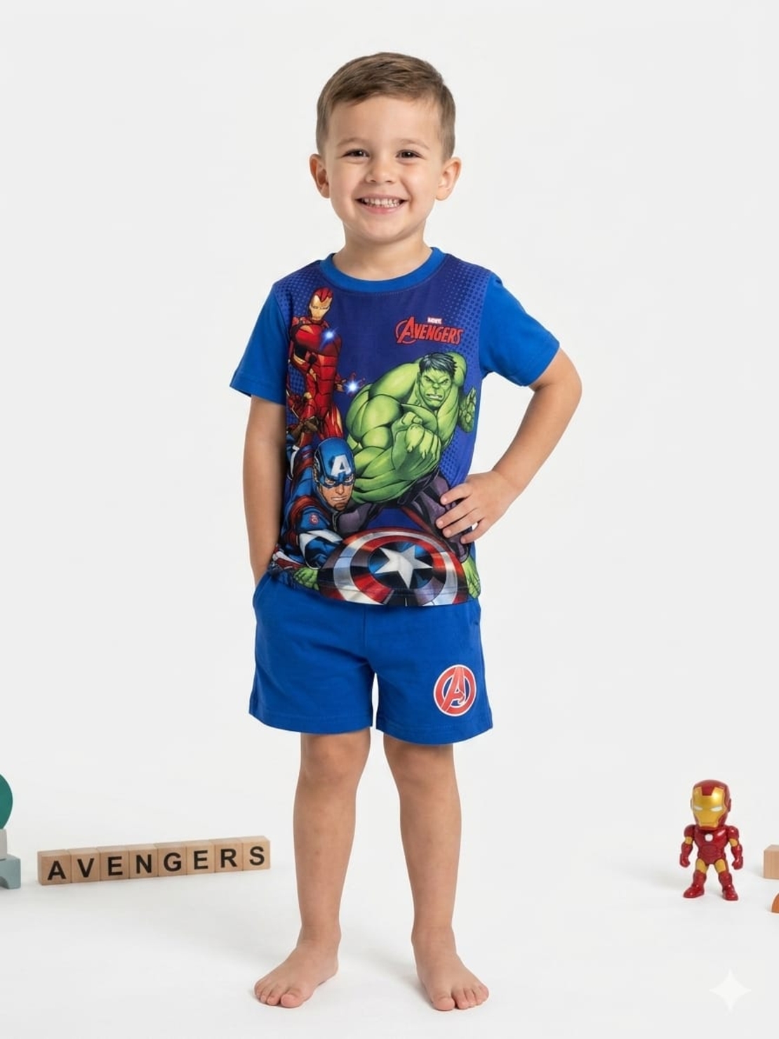חליפה דיסני קיץ 2-10 בנים מארוול כחול