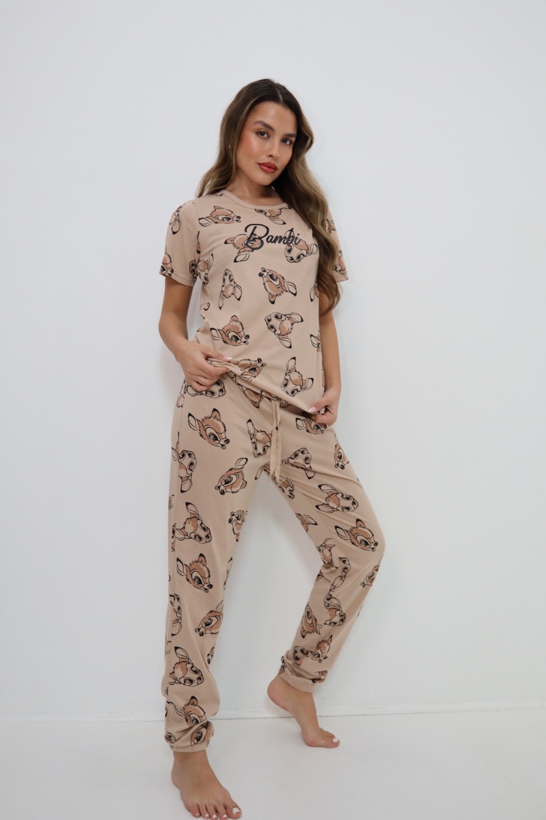 פיג'מה מכנס ארוך שרוול קצר DELTA נשים (2XL-3XL) במבי