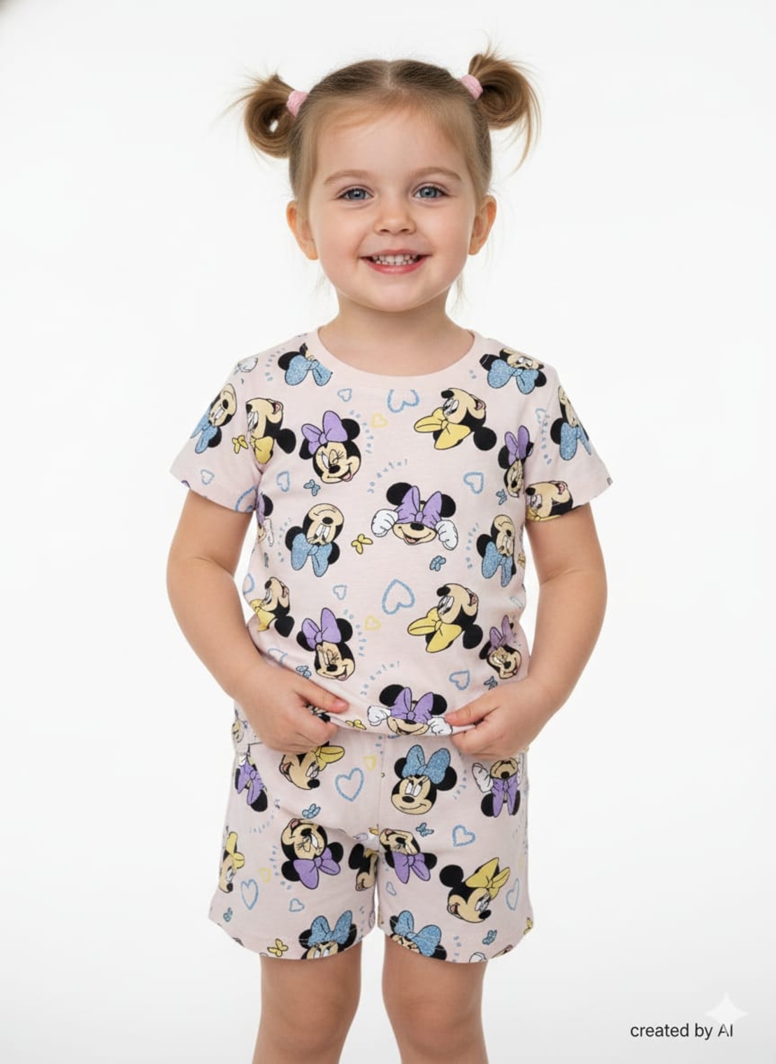 פיג'מה DELTA קיץ 2-12 בנות מיני מאוס ורוד