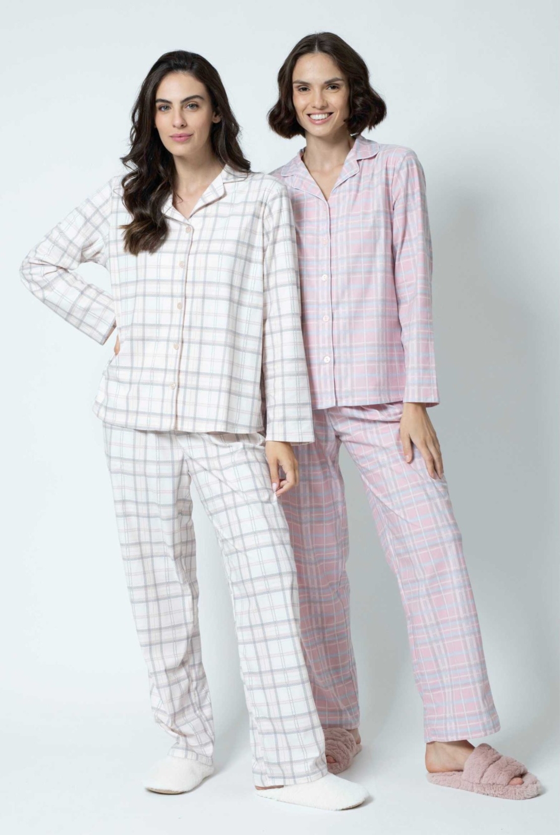 פיג'מה מכופתרת PINK בד רך 12-18 נערות (ורוד/אופוויט)