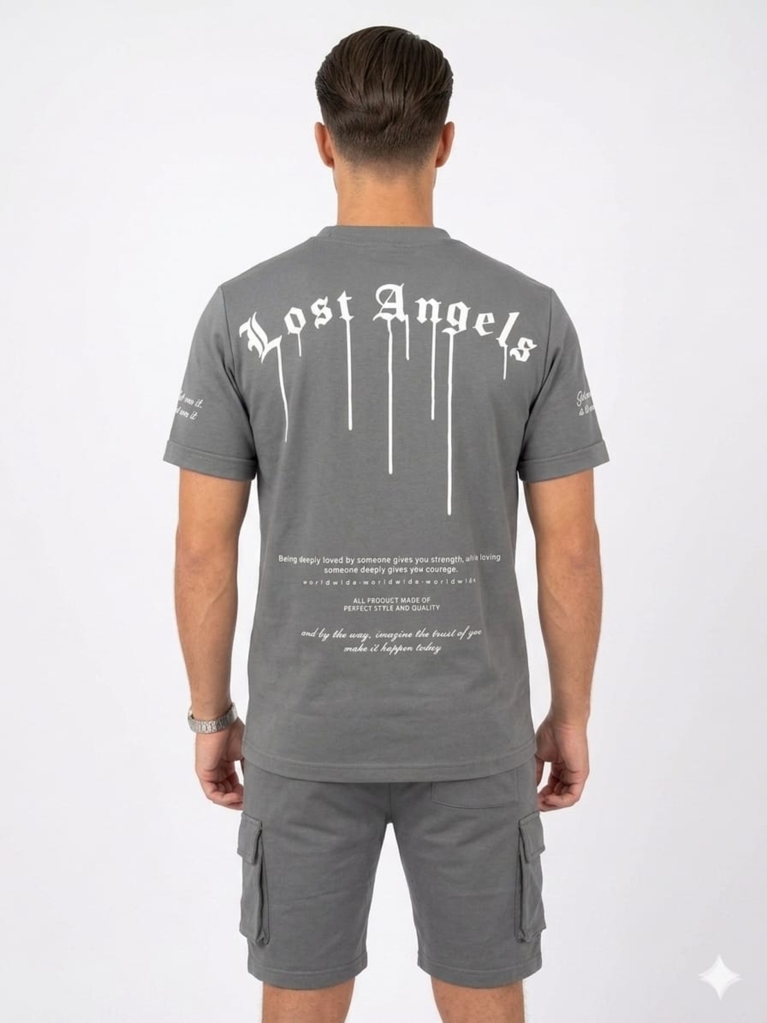 חליפה קיץ מדוגמת S-XXL גבר (אפור/שחור/שמנת)