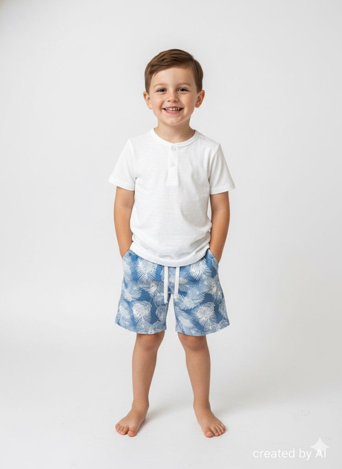 חליפה DELTA קיץ 2-8 בנים לבן מכנס מדוגם