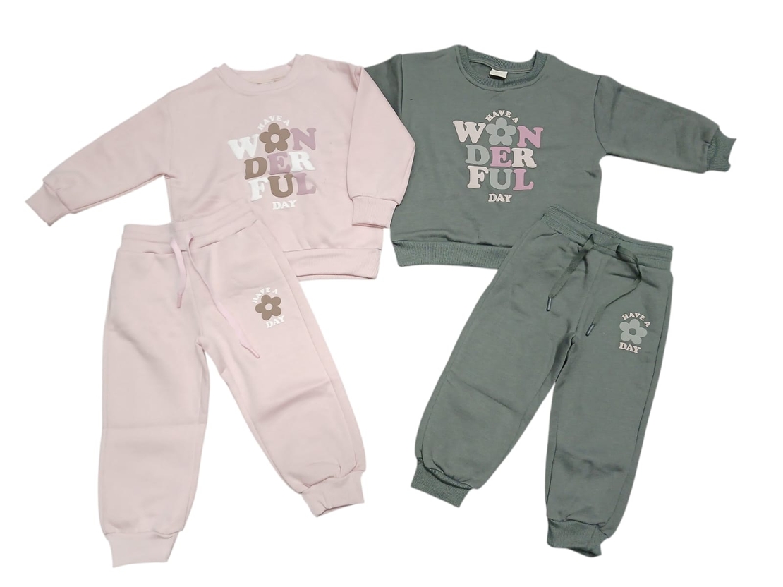 חליפה פוטר מדוגמת 2-8 בנות (ורוד/שמנת/ורוד בהיר/אפור)