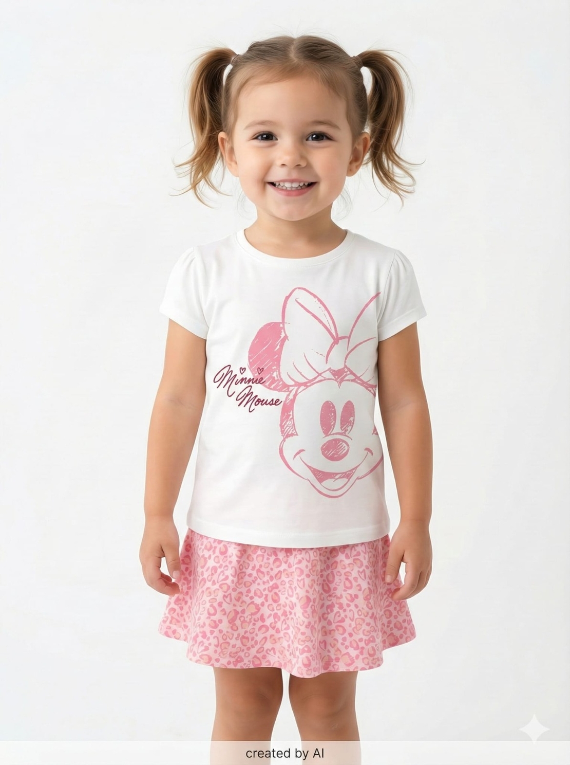 חליפה חצאית DELTA קיץ 2-8 בנות מיני מאוס לבן