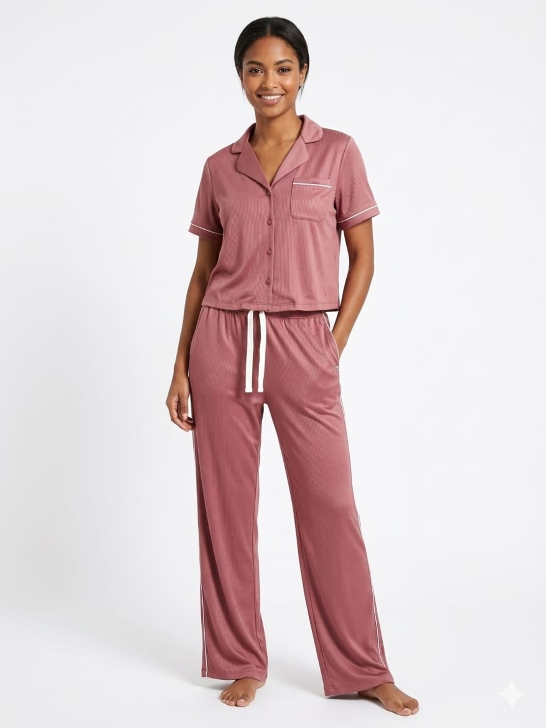 פיג'מה מכופתרת REPLAY שרוול קצר S-XXL נשים (ורוד/שחור/ירוק)