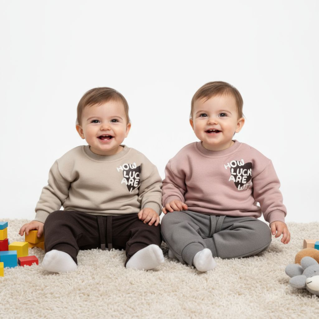 חליפה פוטר מדוגמת 12-24M בנות (שמנת/קפה/ורוד עתיק/אופוויט)