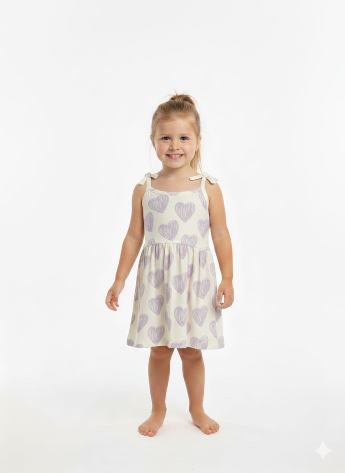 שמלה קיץ מדוגמת בד ריב 2-10 בנות (סגול)