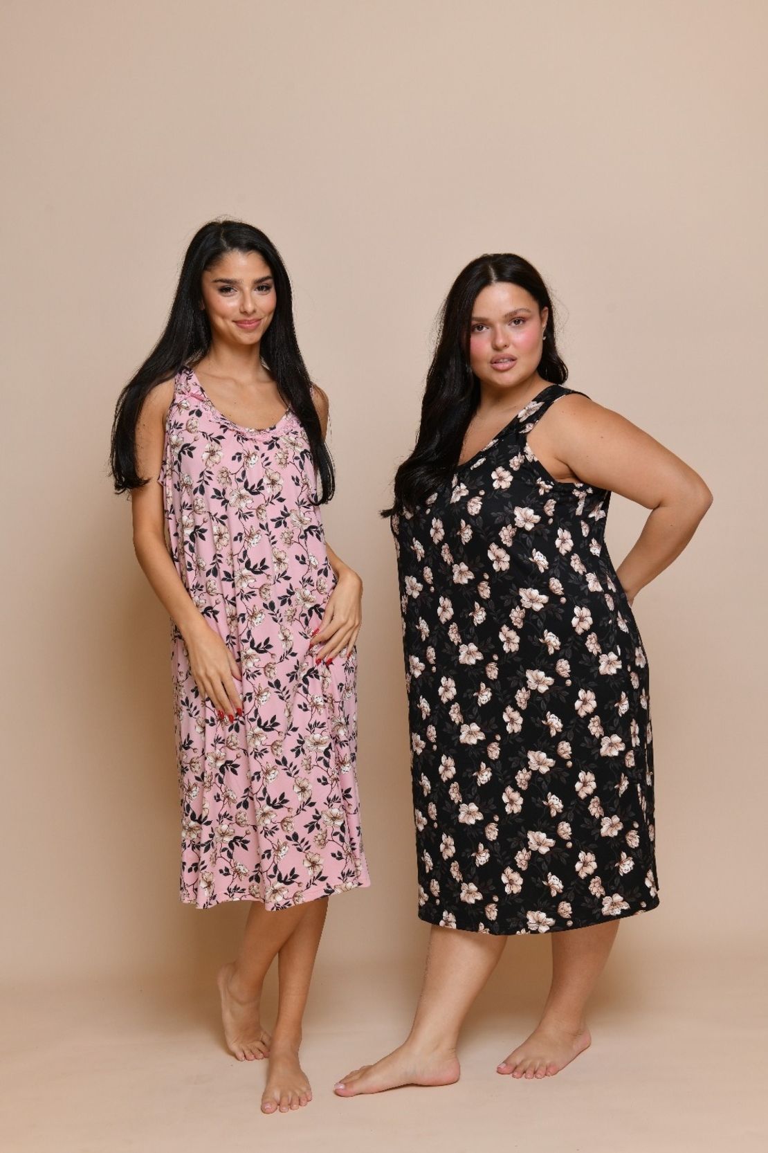 כותנת קיץ גופיה LAMBADA פרחים M-XXL נשים (אפור/שחור/ורוד)
