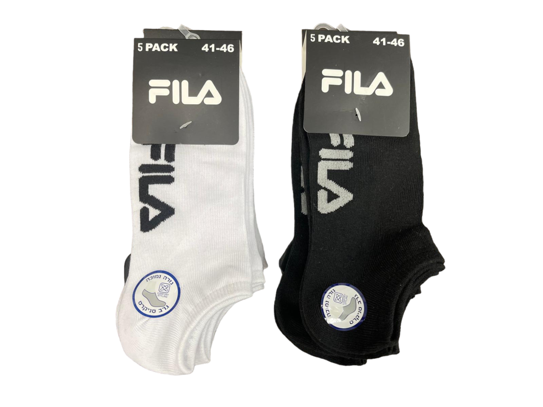 מארז 5 זוגות גרביים FILA קרסוליות נמוכות  41-46 גבר (שחור/לבן)