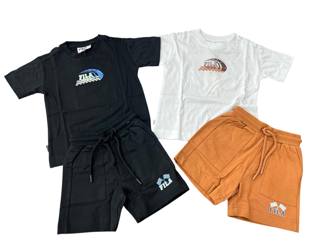 חליפה קיץ FILA מדוגמת 2-10 בנים (שחור/לבן)