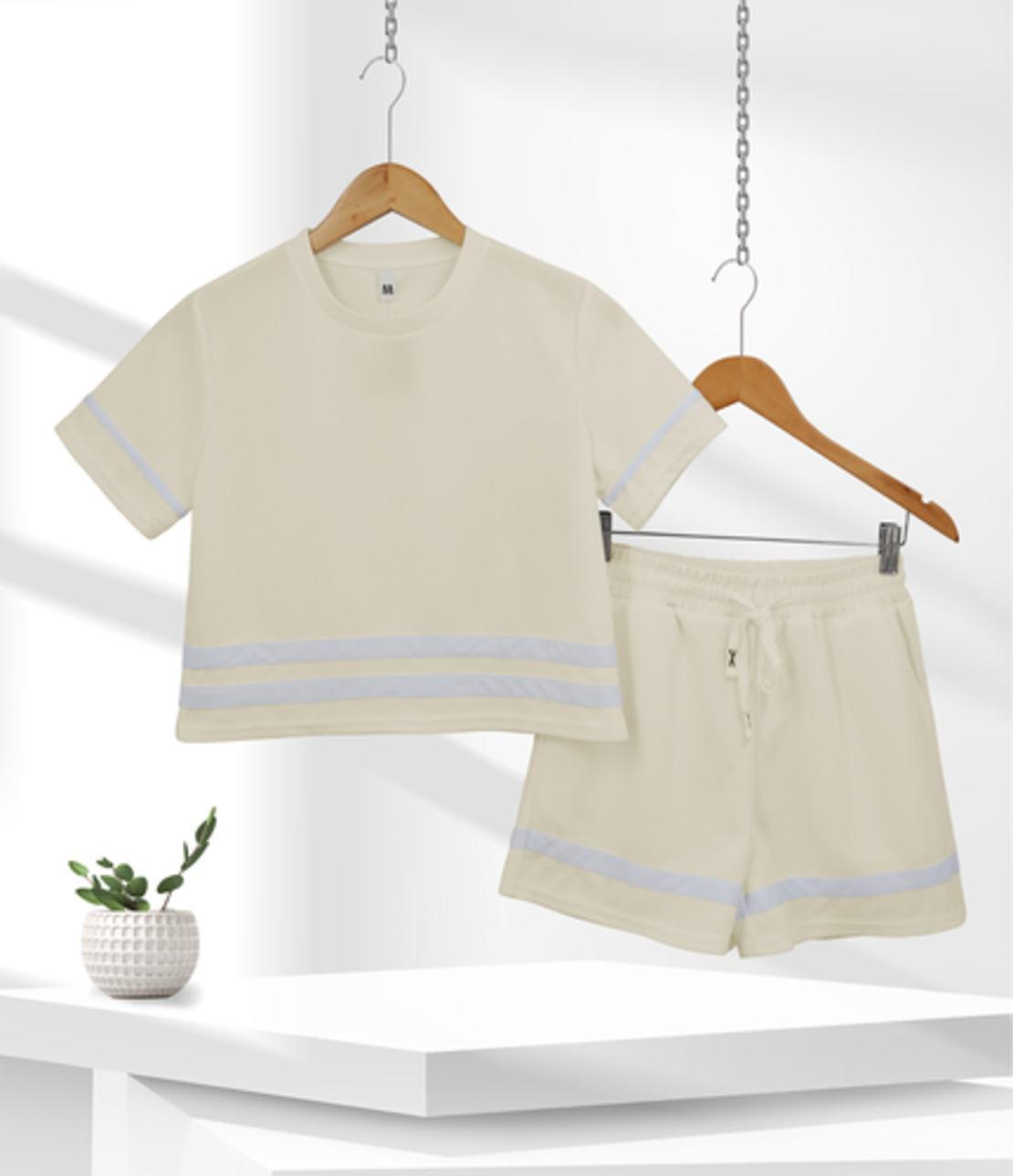 חליפה בד וופל מדוגמת S-XXL נשים (אופוויט)
