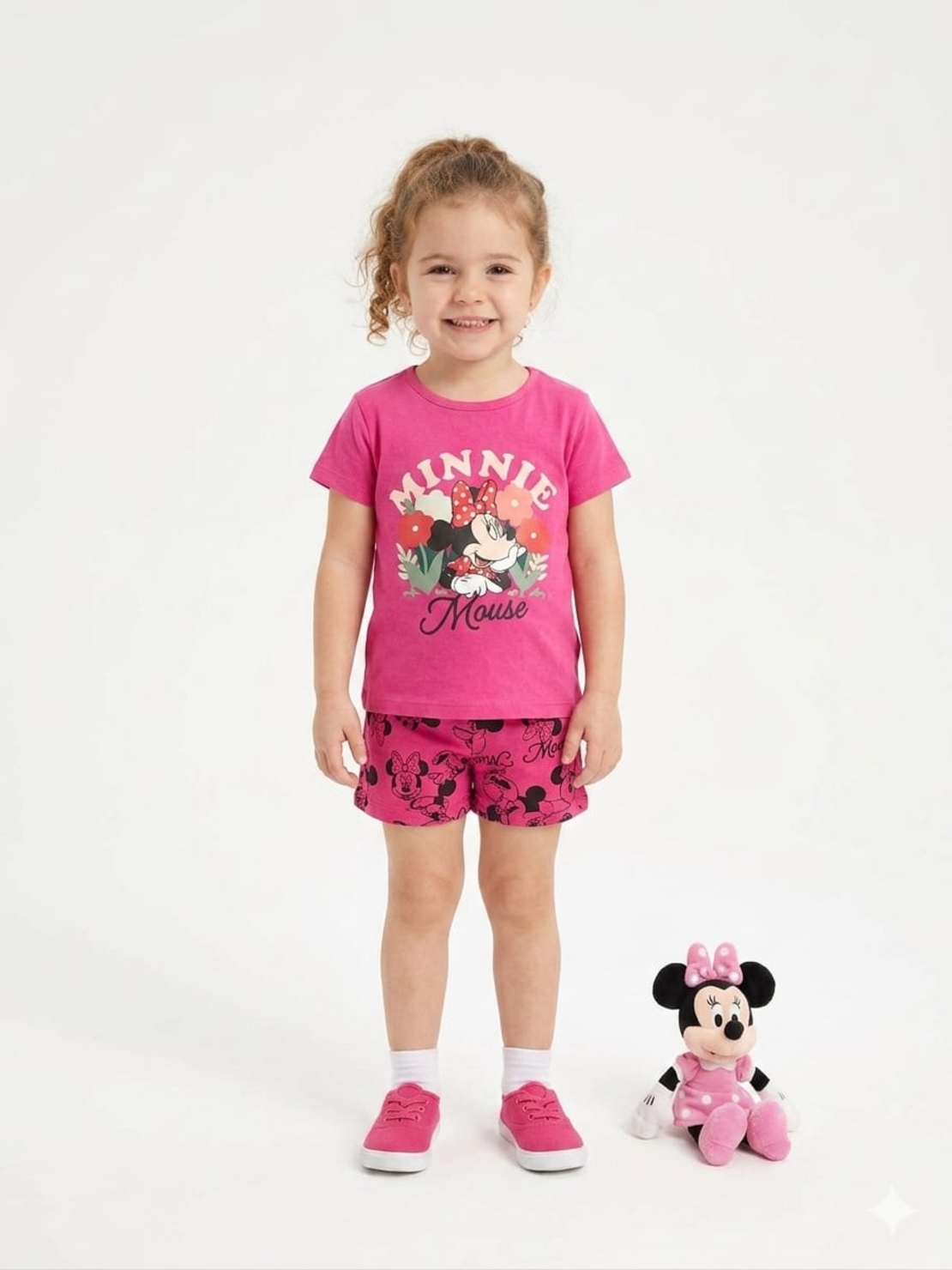 פיג'מה דיסני קיץ 2-10 בנות מיני מאוס ורוד פוקסיה