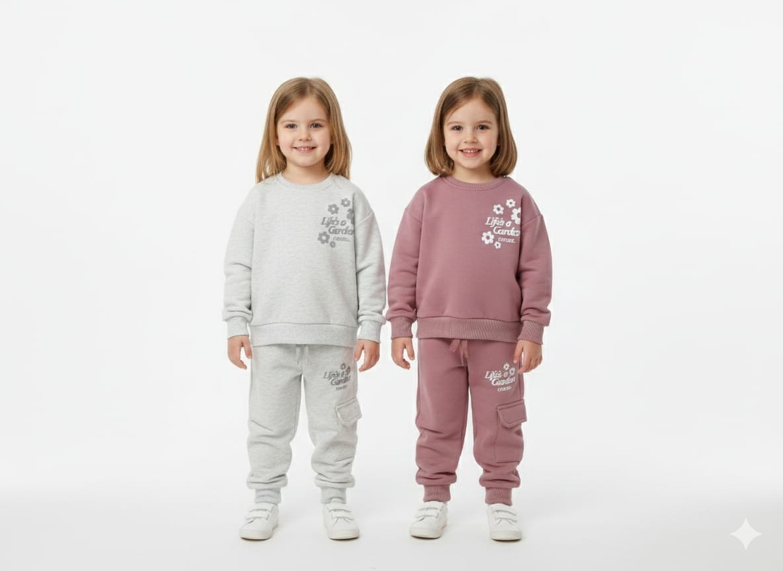 חליפה פוטר מדוגמת 2-8 בנות (ורוד/אפור בהיר/סגול/אפור כהה)