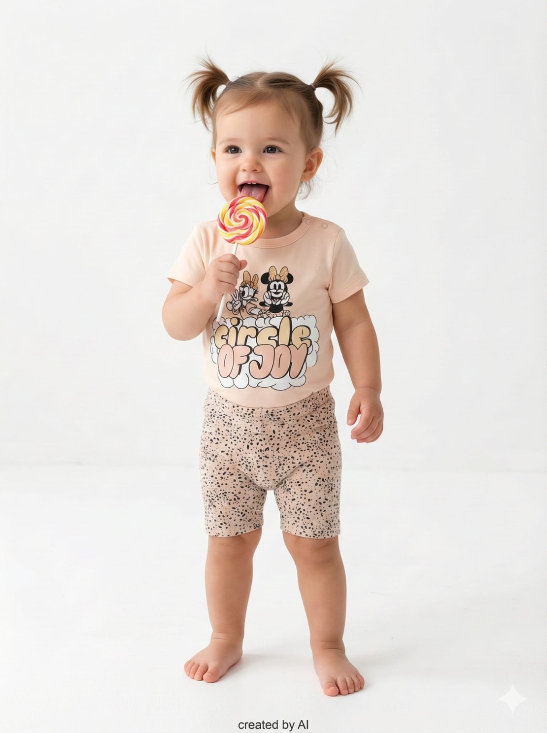 חליפה בגד גוף DELTA קיץ 3-24M תינוקות בנות מיני מאוס אפרסק