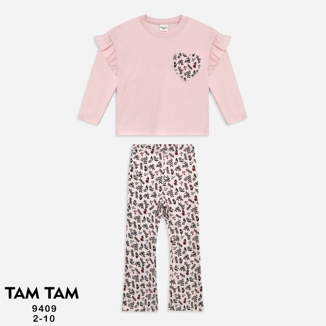 חליפה פוטר מדוגמת 12-24M תינוקות בנות (ורוד/שמנת)