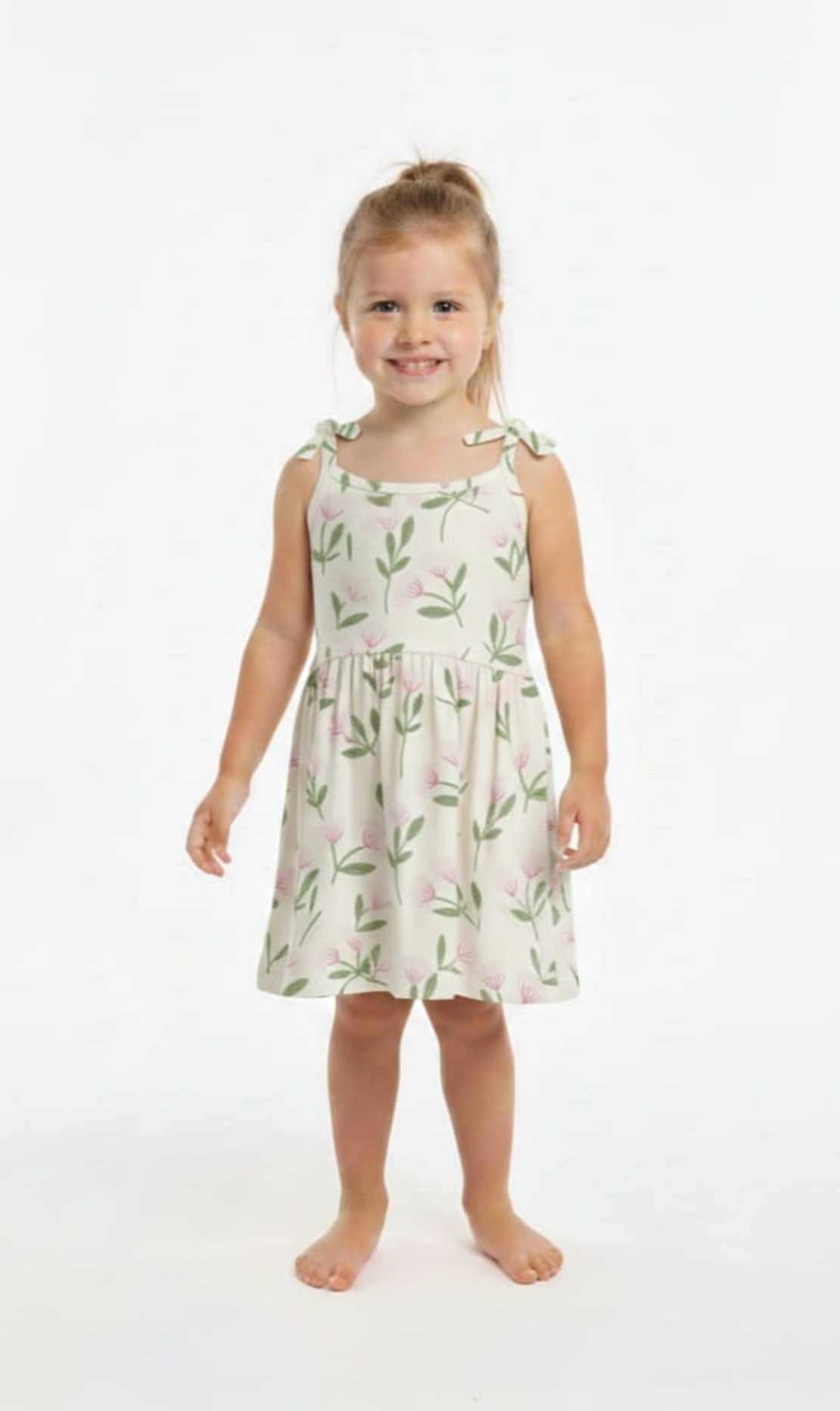 שמלה קיץ מדוגמת בד ריב 2-10 בנות (פרחוני)