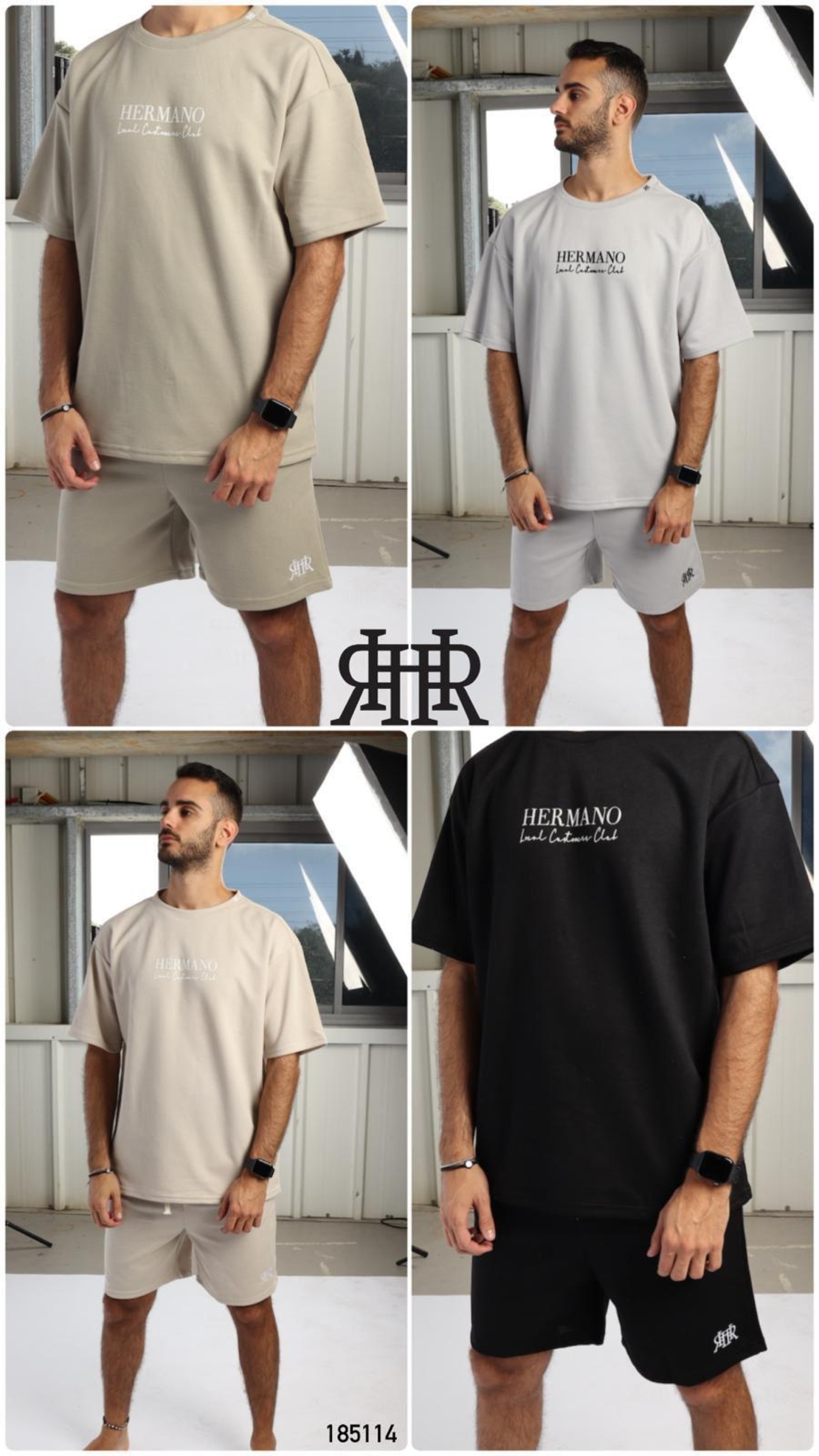 חליפה מדוגמת S-XXL גבר (שחור/אופוויט/שמנת/אפור)
