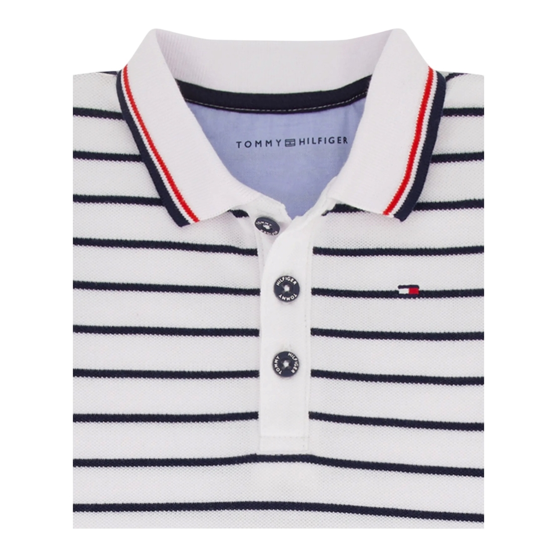 אוברול TOMMY HILFIGER פולו פסים כחול לבן לוגו בחזה