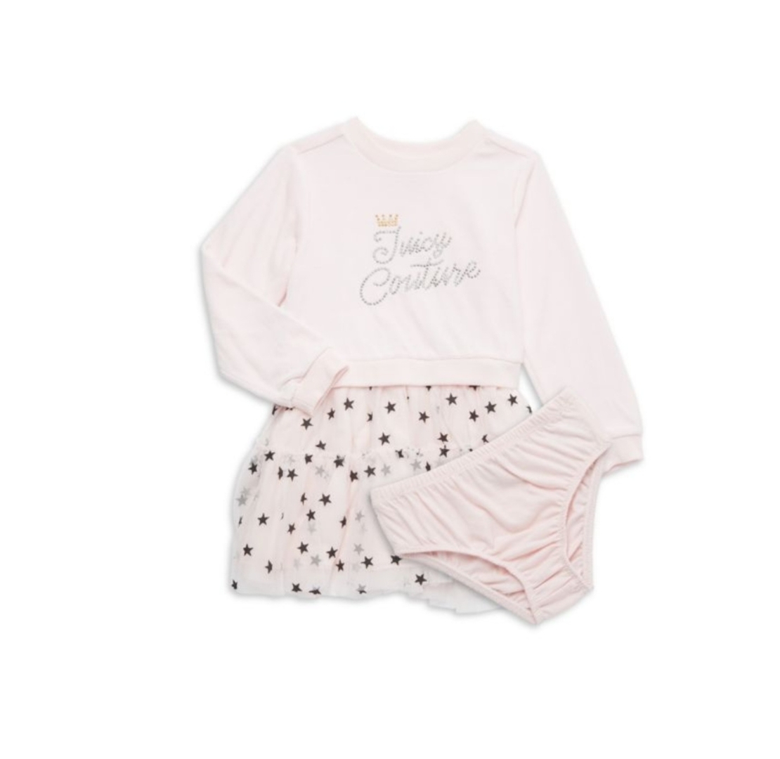 סט שמלה juicy couture שני חלקים ורוד בייבי כוכבים