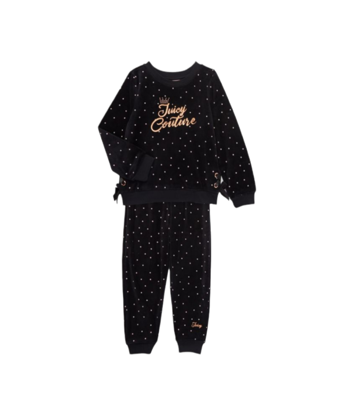 חליפת מכנס juicy couture קטיפה שחורה נקודות