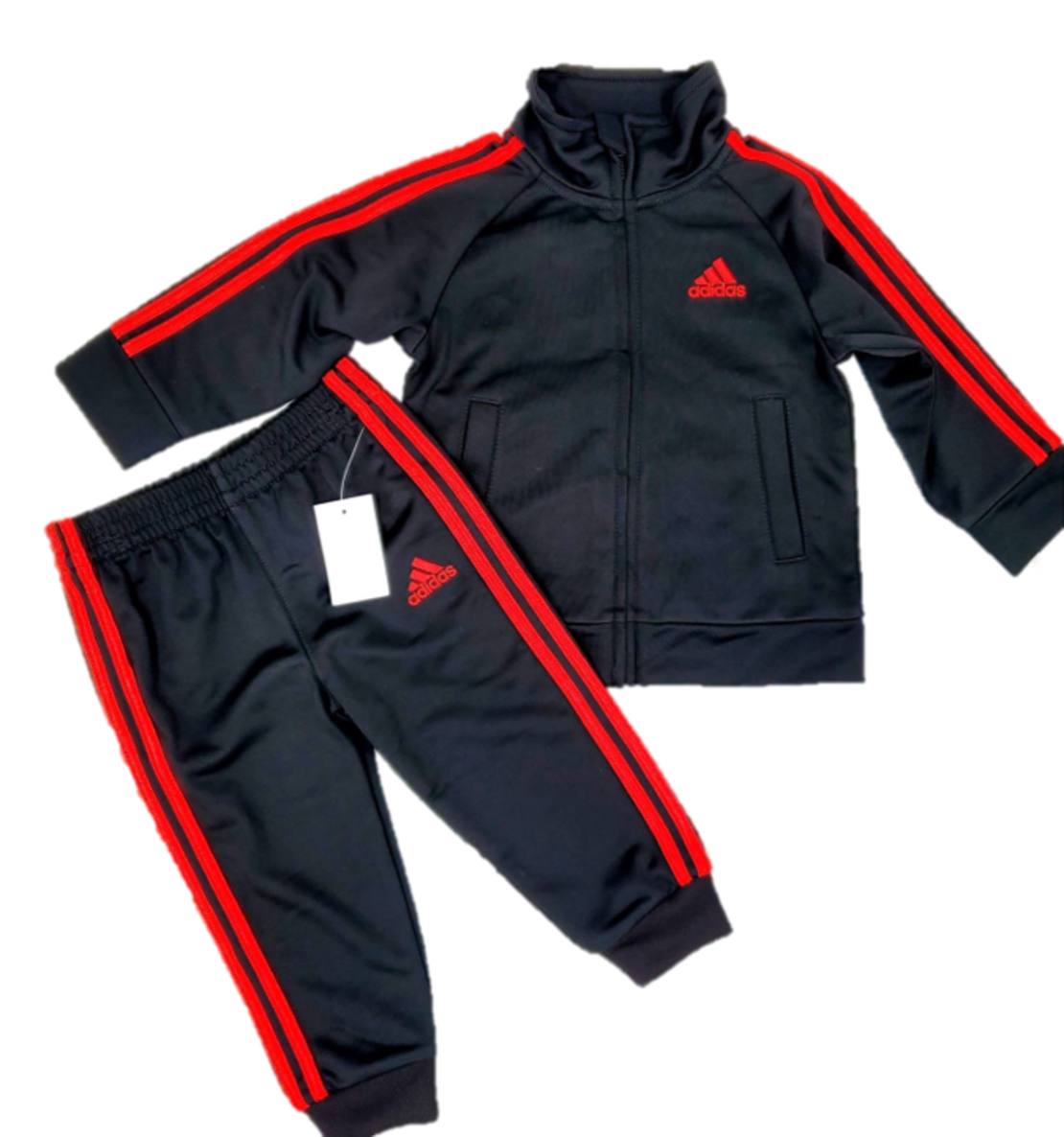 חליפת מכנס ADIDAS שחור קלאסי פסים אדומים בצד