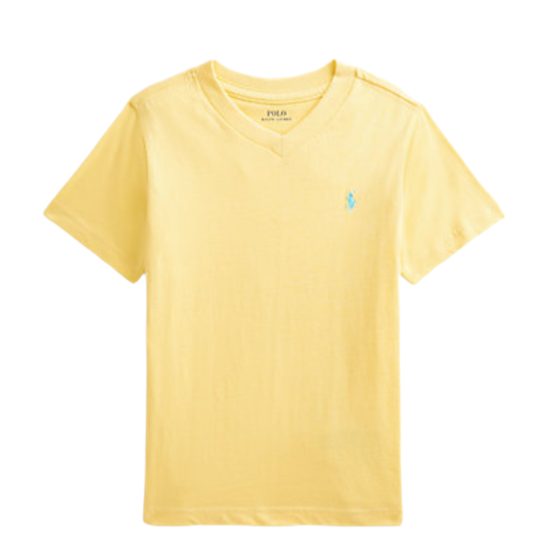 חולצת Ralph lauren צהוב בננה צווארון וי ג'רזי פוני רקום בנים
