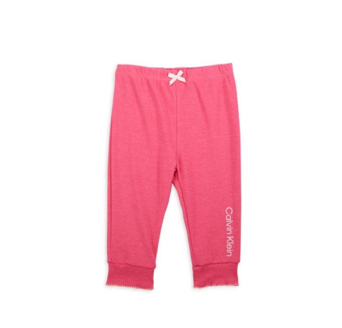 סט 3 חלקים Calvin klein בייבי לבן אפרסק פרחוני מכנס ורוד