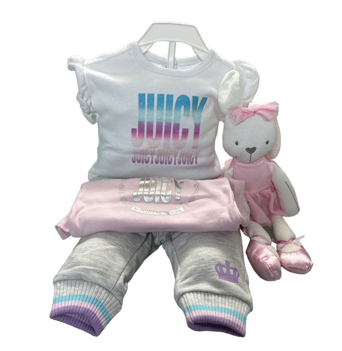 מארז יולדת JUICY COUTURE לבת ורוד בייבי לבן 4 פריטים