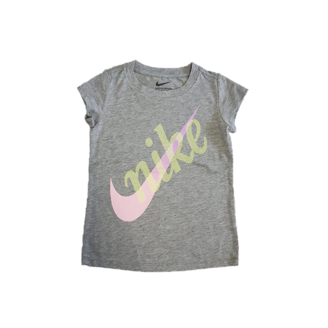 חולצת NIKE אפורה כיתוב בצהוב וי בורוד בייבי