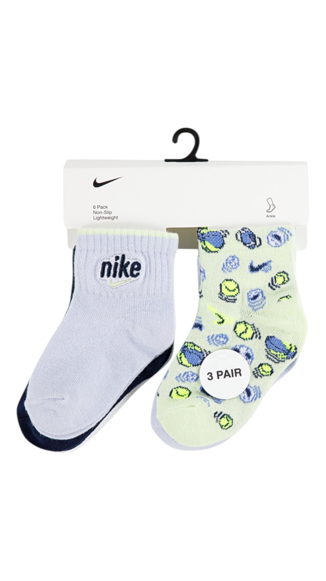 מארז 6 זוגות גרביים Nike סמיילי תכלת כחול לבן שמנת מידה 12-24 חודשים