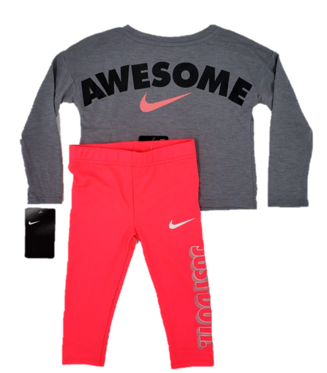 חולצת מעבר NIKE אפורה וי ורוד מקדימה AWSOME מאחור