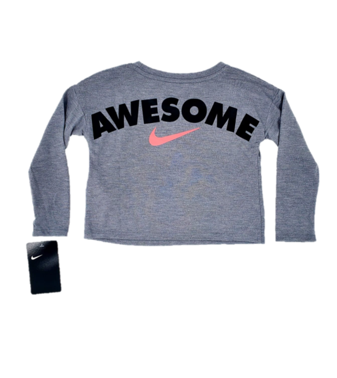 חולצת מעבר NIKE אפורה וי ורוד מקדימה AWSOME מאחור