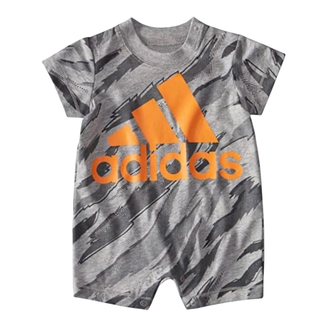 אוברול adidas אפור שרוול קצר כיתוב לוגו בכתום